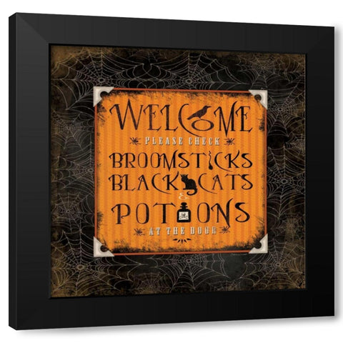 Welcome Black Modern Wood Framed Art Print with Double Matting by Marrott, Stephanie