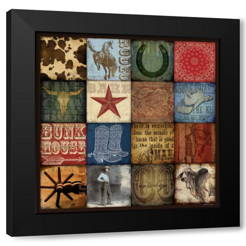 Cowboy Patch Black Modern Wood Framed Art Print with Double Matting by Marrott, Stephanie