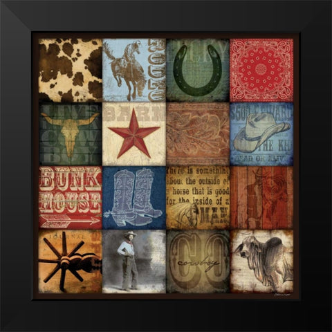 Cowboy Patch Black Modern Wood Framed Art Print by Marrott, Stephanie