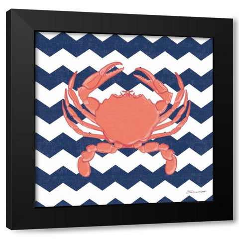 Crab Chevron Black Modern Wood Framed Art Print by Marrott, Stephanie