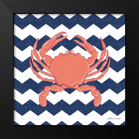 Crab Chevron Black Modern Wood Framed Art Print by Marrott, Stephanie