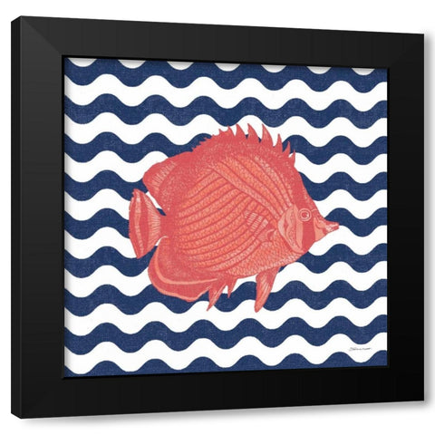 Fish Wave Black Modern Wood Framed Art Print with Double Matting by Marrott, Stephanie
