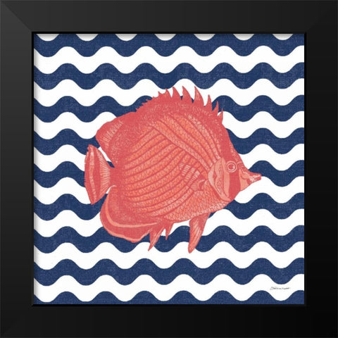Fish Wave Black Modern Wood Framed Art Print by Marrott, Stephanie