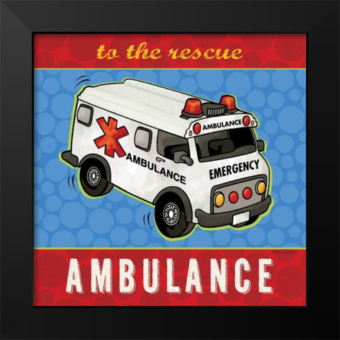 Ambulance Black Modern Wood Framed Art Print by Marrott, Stephanie