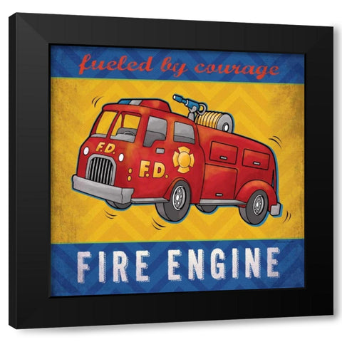 Fire Truck Black Modern Wood Framed Art Print with Double Matting by Marrott, Stephanie