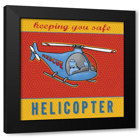 Helicopter Black Modern Wood Framed Art Print with Double Matting by Marrott, Stephanie