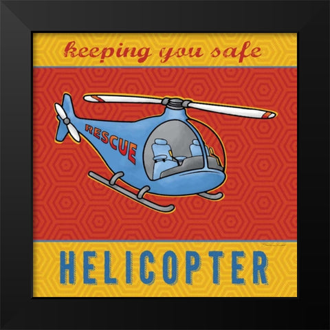 Helicopter Black Modern Wood Framed Art Print by Marrott, Stephanie