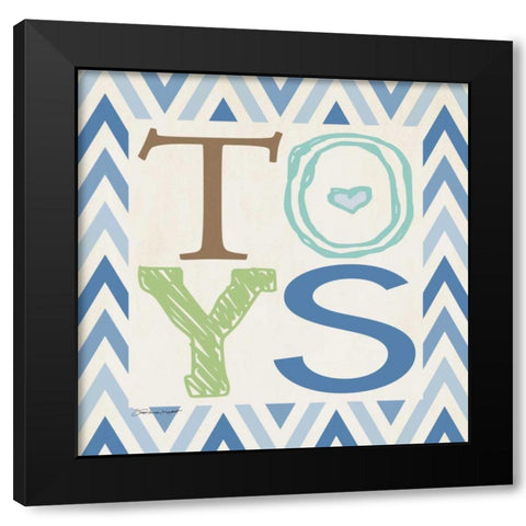 Playroom Boy Toys Black Modern Wood Framed Art Print by Marrott, Stephanie