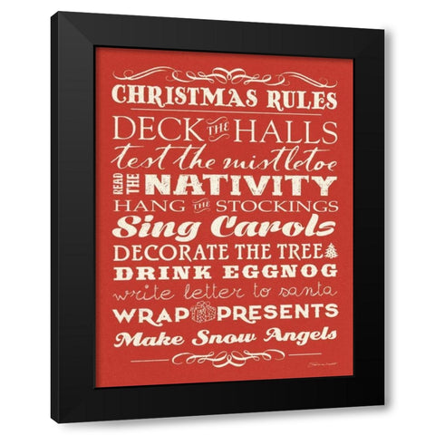 Christmas Rules I Black Modern Wood Framed Art Print by Marrott, Stephanie
