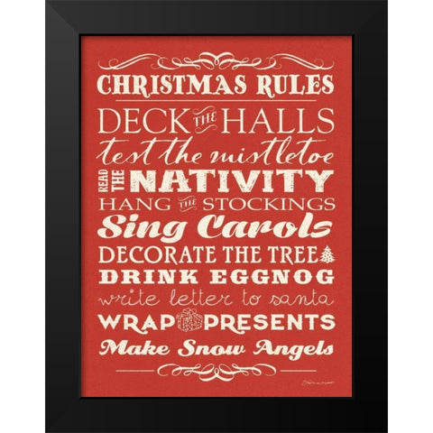 Christmas Rules I Black Modern Wood Framed Art Print by Marrott, Stephanie