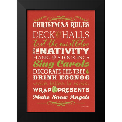 Christmas Rules II Black Modern Wood Framed Art Print by Marrott, Stephanie