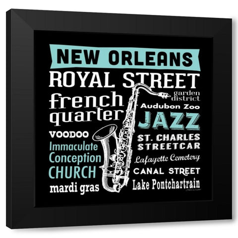 New Orleans Black Modern Wood Framed Art Print with Double Matting by Marrott, Stephanie
