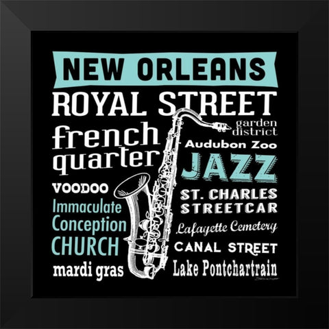 New Orleans Black Modern Wood Framed Art Print by Marrott, Stephanie