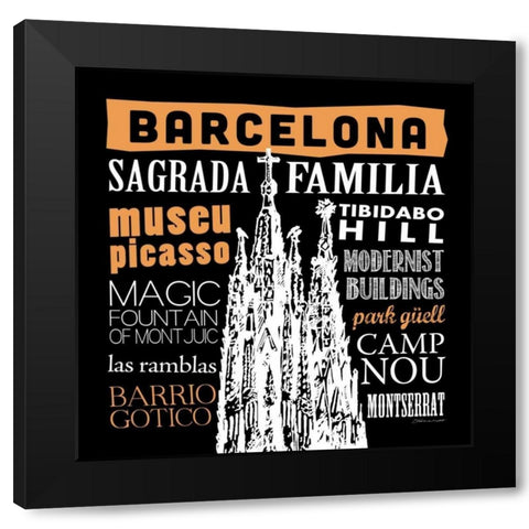 Barcelona Black Modern Wood Framed Art Print with Double Matting by Marrott, Stephanie