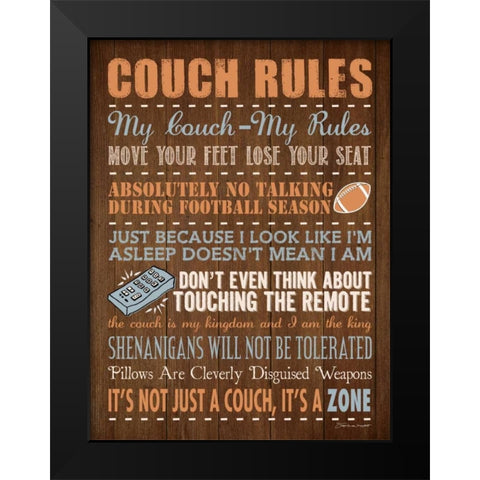 Couch Rules Black Modern Wood Framed Art Print by Marrott, Stephanie