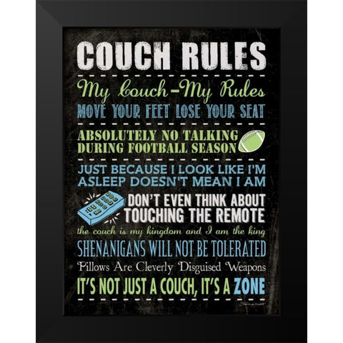 Couch Rules - Black Black Modern Wood Framed Art Print by Marrott, Stephanie