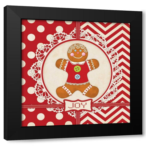 Gingerbread Girl Joy Black Modern Wood Framed Art Print by Marrott, Stephanie