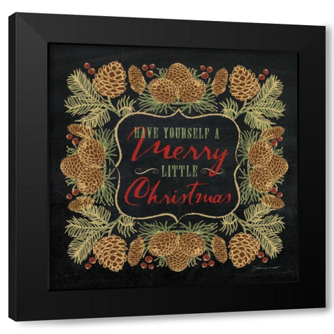 Merry Little Christmas Black Modern Wood Framed Art Print by Marrott, Stephanie