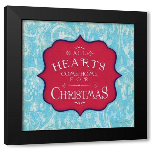 All Hearts - Aqua Black Modern Wood Framed Art Print by Marrott, Stephanie