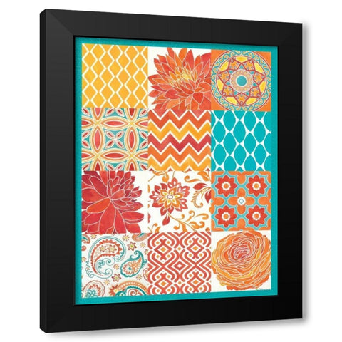 Bright Tiles 12 Patch Black Modern Wood Framed Art Print with Double Matting by Marrott, Stephanie