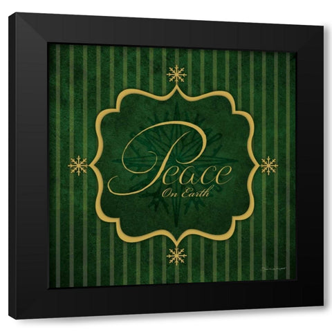 Peace - Green and Gold Black Modern Wood Framed Art Print by Marrott, Stephanie