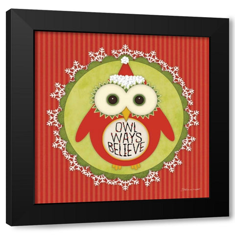 Owl Holiday I Black Modern Wood Framed Art Print with Double Matting by Marrott, Stephanie