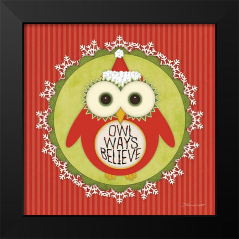 Owl Holiday I Black Modern Wood Framed Art Print by Marrott, Stephanie