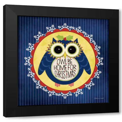 Owl Holiday II Black Modern Wood Framed Art Print by Marrott, Stephanie