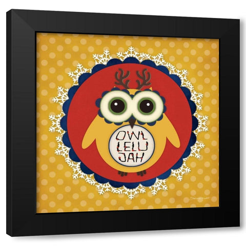 Owl Holiday III Black Modern Wood Framed Art Print with Double Matting by Marrott, Stephanie