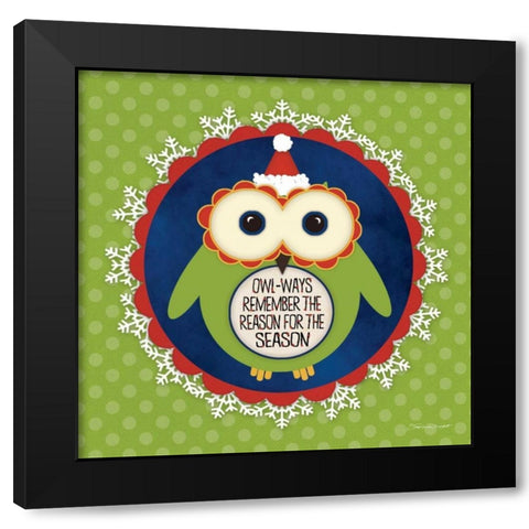 Owl Holiday IV Black Modern Wood Framed Art Print by Marrott, Stephanie