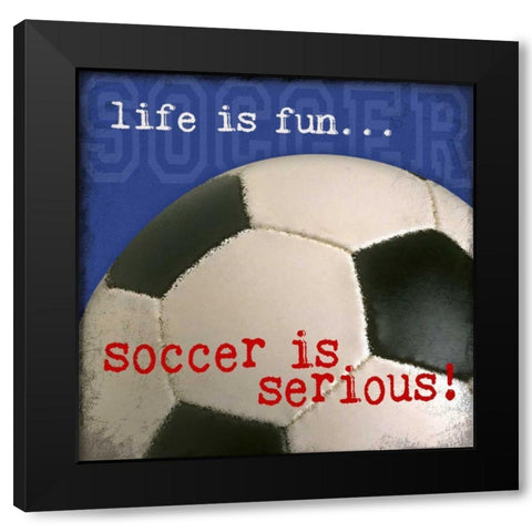 Soccer Black Modern Wood Framed Art Print by Marrott, Stephanie