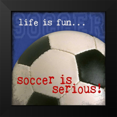 Soccer Black Modern Wood Framed Art Print by Marrott, Stephanie