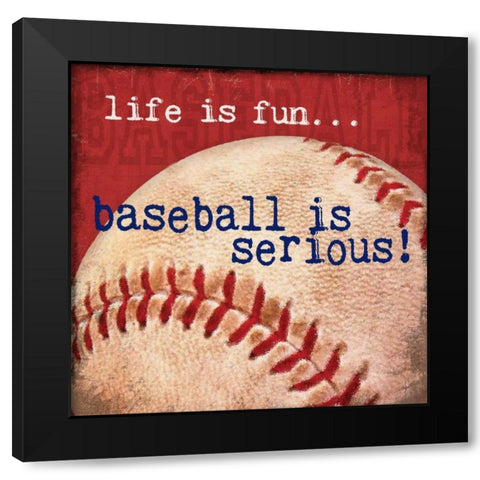 Baseball Black Modern Wood Framed Art Print with Double Matting by Marrott, Stephanie