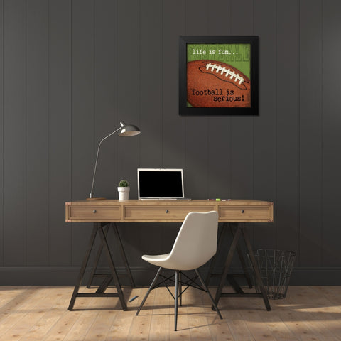 Football Black Modern Wood Framed Art Print by Marrott, Stephanie