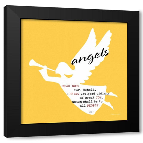 Fear Not - Yellow Black Modern Wood Framed Art Print with Double Matting by Marrott, Stephanie