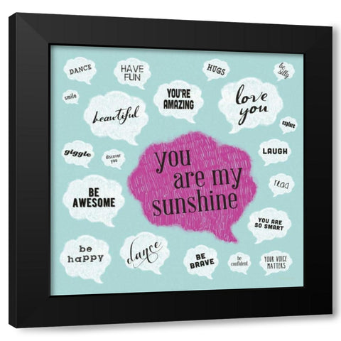 Inner Thoughts - Blue Black Modern Wood Framed Art Print by Marrott, Stephanie