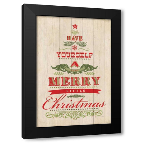 Merry Christmas Black Modern Wood Framed Art Print with Double Matting by Marrott, Stephanie