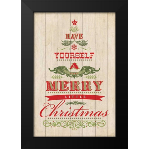 Merry Christmas Black Modern Wood Framed Art Print by Marrott, Stephanie
