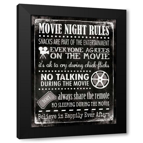 Movie Rules Black Modern Wood Framed Art Print with Double Matting by Marrott, Stephanie