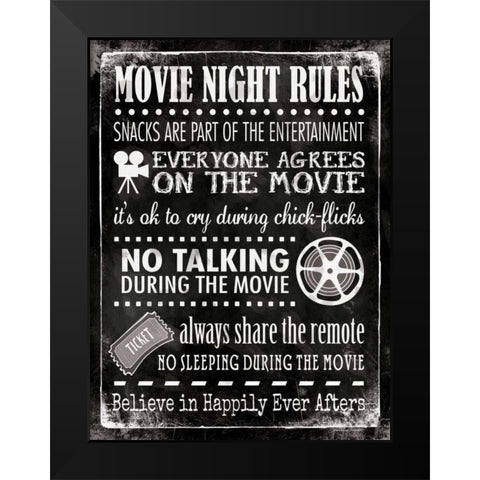 Movie Rules Black Modern Wood Framed Art Print by Marrott, Stephanie