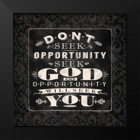 Seek God BandW Black Modern Wood Framed Art Print by Marrott, Stephanie