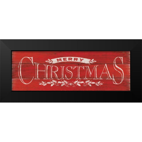 Merry Christmas Black Modern Wood Framed Art Print by Marrott, Stephanie