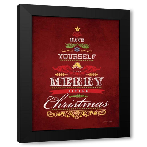 Merry Christmas Black Modern Wood Framed Art Print by Marrott, Stephanie