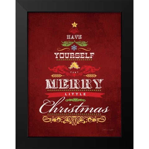 Merry Christmas Black Modern Wood Framed Art Print by Marrott, Stephanie