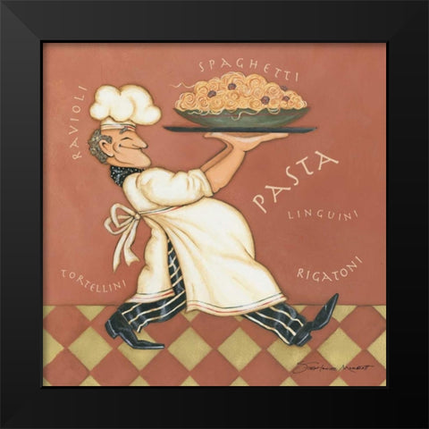 Pasta Chef Black Modern Wood Framed Art Print by Marrott, Stephanie