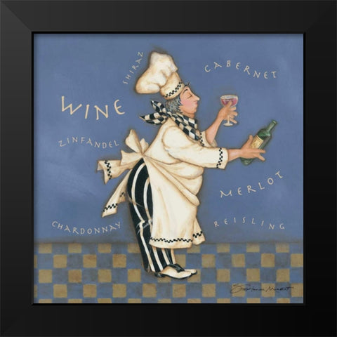 Wine Chef Black Modern Wood Framed Art Print by Marrott, Stephanie