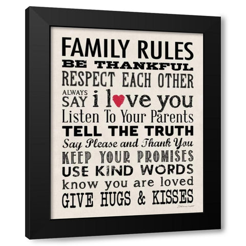 Family Rules Black Modern Wood Framed Art Print with Double Matting by Marrott, Stephanie