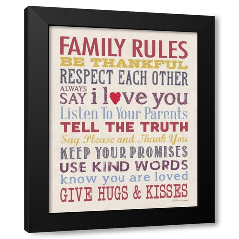 Family Rules Black Modern Wood Framed Art Print with Double Matting by Marrott, Stephanie