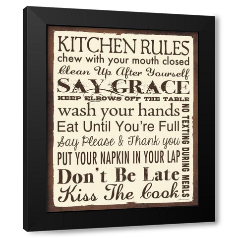 Kitchen Rules Black Modern Wood Framed Art Print by Marrott, Stephanie