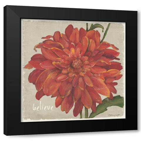 Believe Floral Black Modern Wood Framed Art Print by Marrott, Stephanie